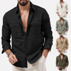 Button Down Collar Shirt Casual Men's Shirts with Long Sleeves for Hiking Fishing Walking Traveling