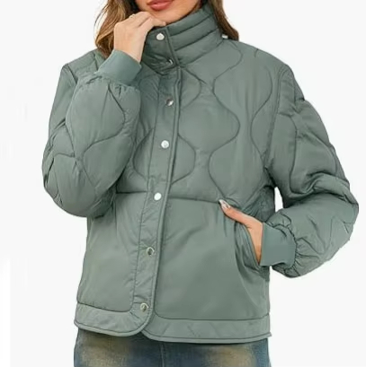 Fashion Custom Women's Quilted Puffer Padded Jacket Buttoned up Lightweight Jacket Coat