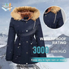 Fashion Latest OEM Women's Waterproof Windproof Winter Ski Snow Down Jacket With Warm Fleece Lined Parka Coat With Fur Hood