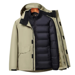 New Outdoor Hard Shell 3-in-1 Down Jacket With White Goose Down Inner Liner Removable Men's Mountaineering Ski Jacket