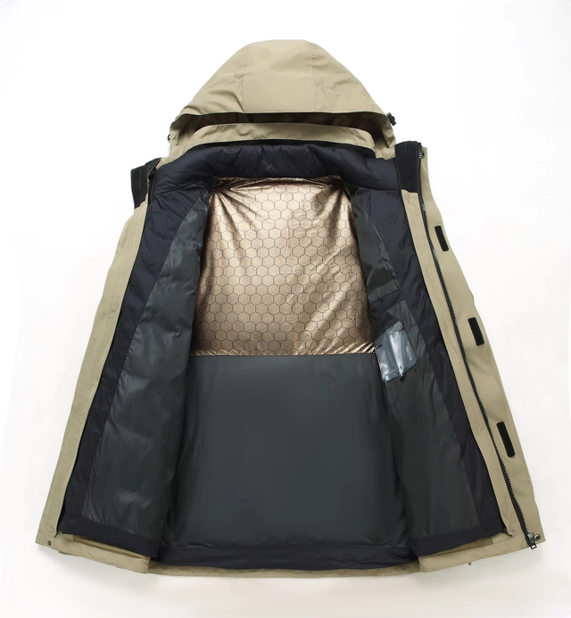 New Outdoor Hard Shell 3-in-1 Down Jacket With White Goose Down Inner Liner Removable Men's Mountaineering Ski Jacket