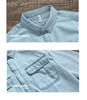 Spring and Autumn Men Jeans Long Sleeve Shirt Double Pockets American Cargo Style
