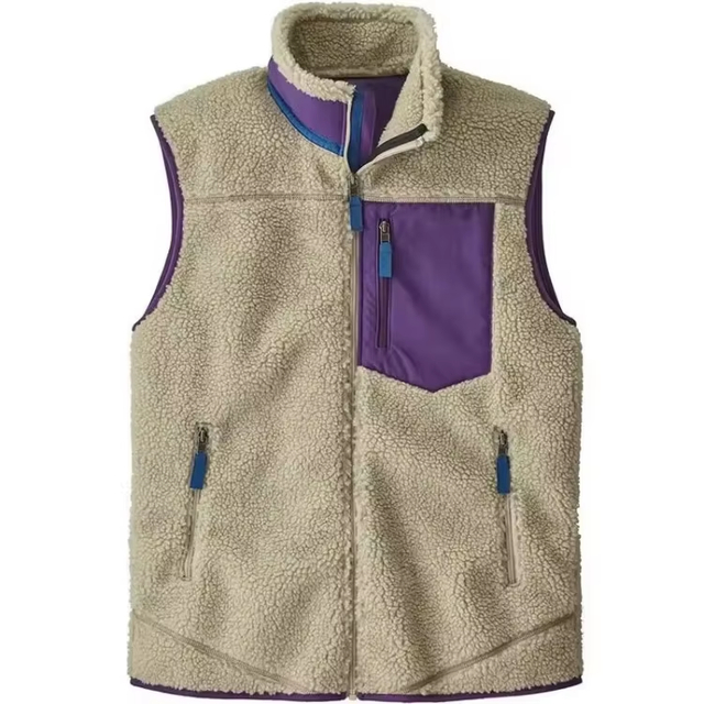 NEW Fleece Vest With Pockets Casual Street Warm Sleeveless Zip up Sherpa Vest Fluffy