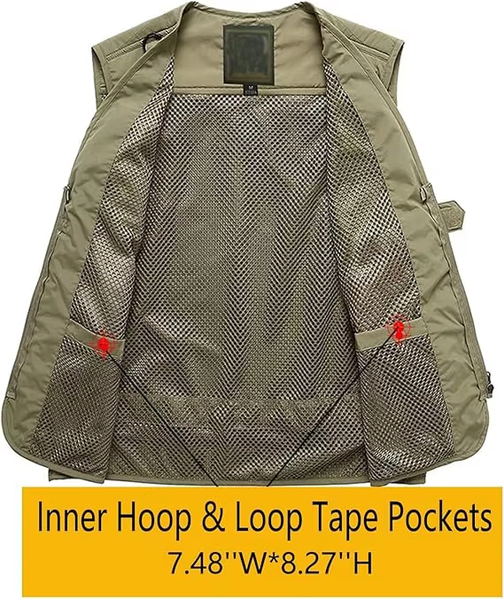 Hot Sale Men's Casual Lightweight Outdoor Multi-pocket Photo Cargo Vest Jacket Fishing Work Travel