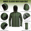 Classic Men's Waterproof Lightweight Breathable Packable and Foldable Rain Jacket for Fishing Hunting Hiking Camping