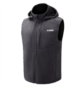 Factory Wholesale Men's Golf Vest Detachable Hood Soft Shell Windproof Sleeveless Running Jacket for Hiking Casual Fishing