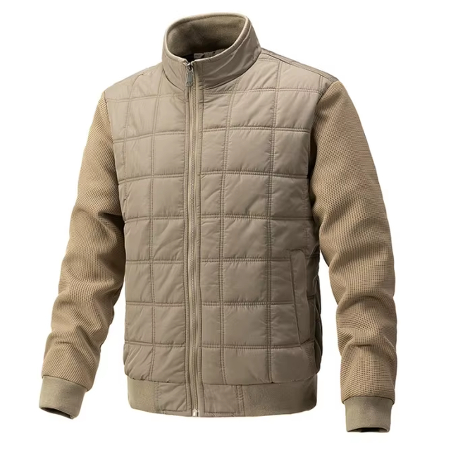 Custom Plaid Coat Knit Sleeve Men's Jacket Business Casual Men's Coat for Autumn and Winter