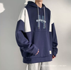 Mens Trendy Comfortable Color-Blocked Oversize Dreawstring Hoodie Streetwar eCasual Sweatshirt Versatile piece