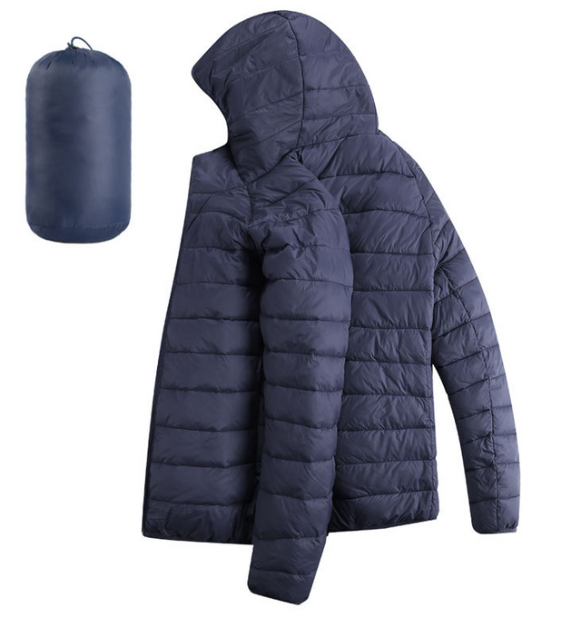 2025 OEM Men's Down Puffer Jacket With Hood Packable Lightweight Puffy Bubble Hooded Winter Coat Light Thin Insulated