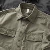 Vintage Heavy Cargo Shirt Men's Thick Twill Loose American Casual Shirt