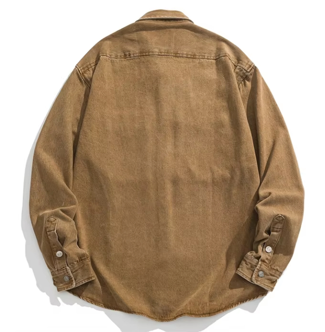 Men's Casual Vintage Cotton Washed Shirt for Hiking Fishing Camping and Other Outdoor Activities