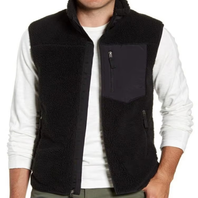 NEW Fleece Vest With Pockets Casual Street Warm Sleeveless Zip up Sherpa Vest Fluffy