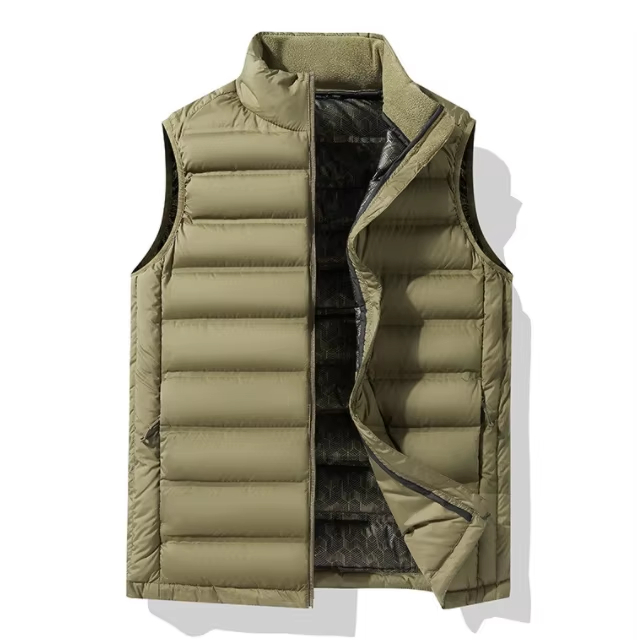Men's Down Vest Autumn and Winter New Stand Collar Warm Thickened Vest Short