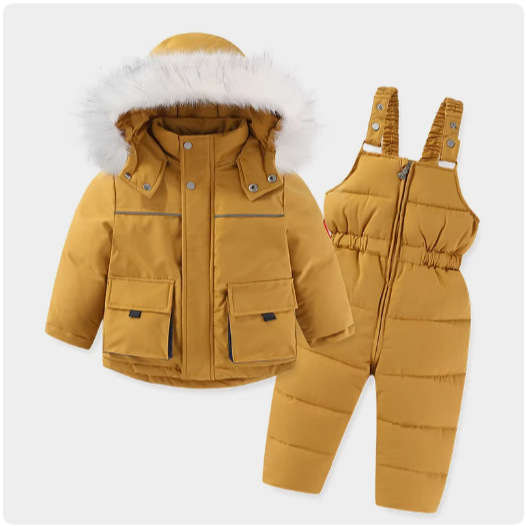 Kids Ski Jacket and Pant Snowsuit - Khaki