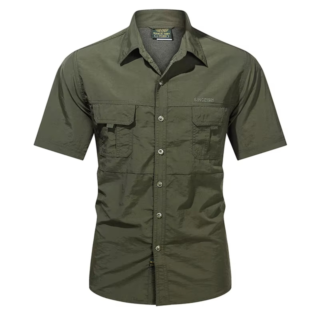 Wholesale Short Sleeve Mens Fishing Shirt Anti Crinkle Quick Dry Fishing Hiking Shirt for Men
