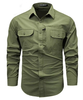 Men's Casual Loose Long-sleeved Shirt for Spring and Autumn Large-size Solid Color Outdoor Cargo Shirt