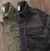 Vintage Heavy Cargo Shirt Men's Thick Twill Loose American Casual Shirt