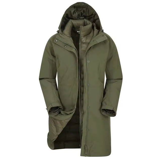 Professional Puffer Padding 3 in 1 Windproof Waterproof Women Long Outdoor Hiking Hooded Jacket