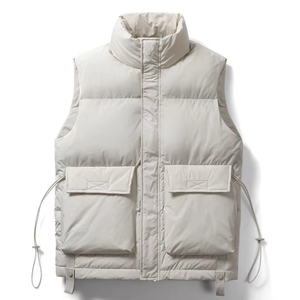 Custom Private Label Winter New Men's Stand Collar Multi-pocket Thick Warm White Winter Vest Coat for Fishing Camping