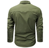 Men's Casual Loose Long-sleeved Shirt for Spring and Autumn Large-size Solid Color Outdoor Cargo Shirt