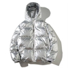 Men's Winter Bright New Fashion Reflective Hooded Bread Jacket Down Puffer Jacket Cotton-padded Coat