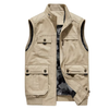 On Sale Cotton Stand Collar Sleeveless Jacket Thread Hem Loose Vest Large Men's Vest