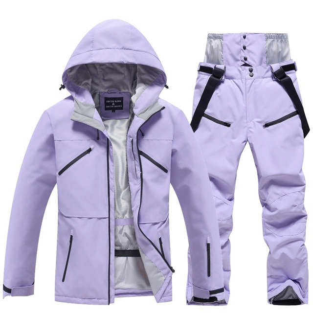 High Quality Winter Women's Waterproof Ski Suit Windproof Hooded Snowboard Jacket Two-Piece 