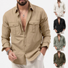 Button Down Collar Shirt Casual Men's Shirts with Long Sleeves for Hiking Fishing Walking Traveling