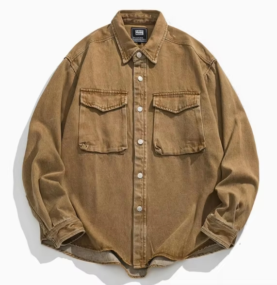 Men's Casual Vintage Cotton Washed Shirt for Hiking Fishing Camping and Other Outdoor Activities