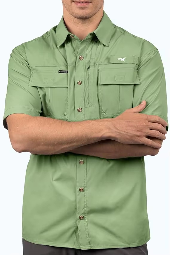 OEM Men's Well Made Sun Protection Quick Drying Short Sleeve Fishing Shirt for Hiking Beach Fishing Travel Camping