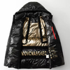 White Goose Down Jacket Black Gold Hooded Casual Short Down Jacket for Unisex