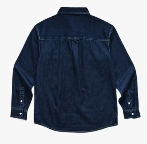 Spring and Autumn Men Jeans Long Sleeve Shirt Double Pockets American Cargo Style