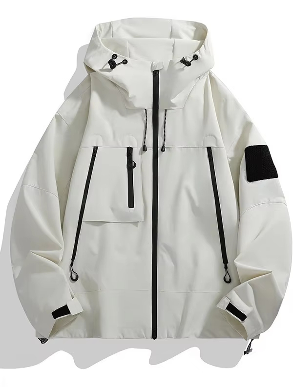 Outdoor Men Jacket Water Resistant Quick Dry Windbreaker Hooded Varsity Jackets for Mountain