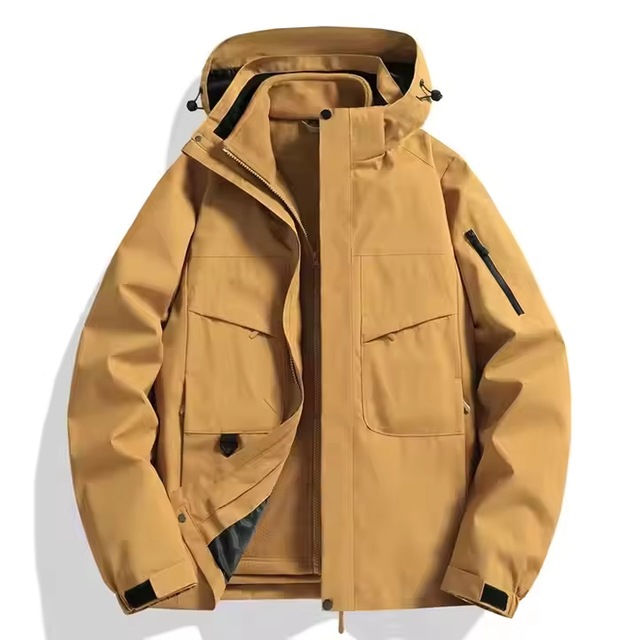 Unisex 3-in-1Ski Mountaineering Jacket - Detachable Fleece Lined Winter Coat with Stand Collar for Hiking & Snow Sports