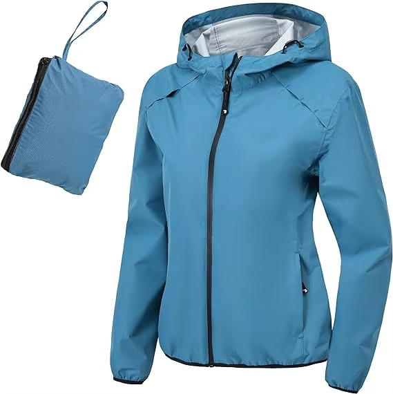 Womens Waterproof Running Cycling Lightweight Hooded Rain Jacket for Outdoor Hiking Walking Windbreaker