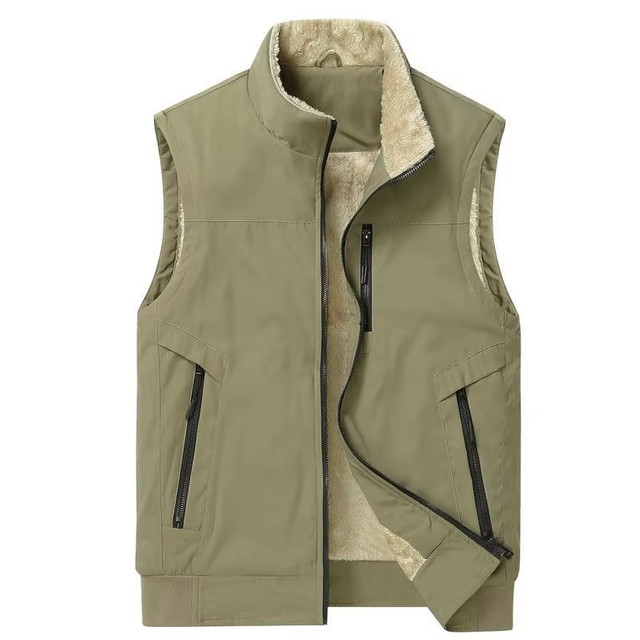 Hot Sale High Quality Khaki Winter Jacket Custom Work Utility Windproof Fleece Winter Outdoor Fishing Men's Vest