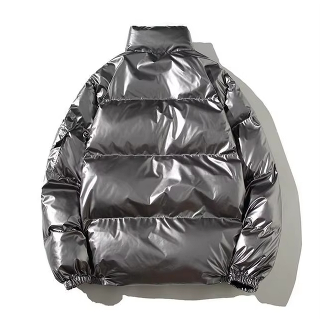 Men's Winter Bright New Fashion Reflective Hooded Bread Jacket Down Puffer Jacket Cotton-padded Coat