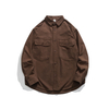 Fashionable American Men's Vintage Long-sleeved Cargo Shirt for Outdoor Hiking Fishing Camping