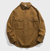 Fashionable American Men's Vintage Long-sleeved Cargo Shirt for Outdoor Hiking Fishing Camping