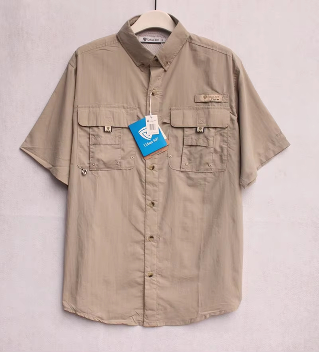 Wholesale Male Short Sleeve Mens Fishing Shirt Anti Crinkle Fast Dry Fishing Hiking Shirt for Men