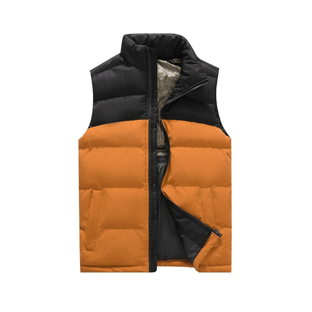 Mens Down Vest Autumn and Winter New Stand Collar Warm Thickened Vest Short