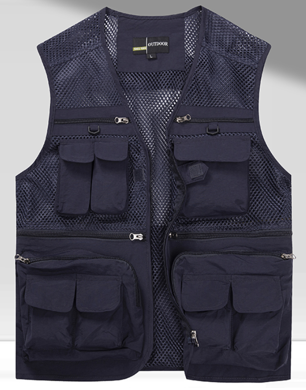 Multi-functional Vest Male Spring and Autumn Multi-pocket Photographer Fishing Vest Overalls Summer Director Plus Size