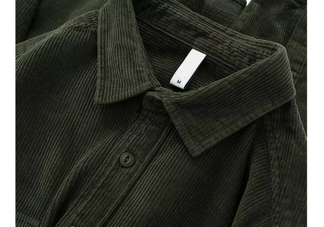 Spring and Autumn Men's Corduroy Long Sleeve Shirt Vintage Pure Cotton Washed Shirt