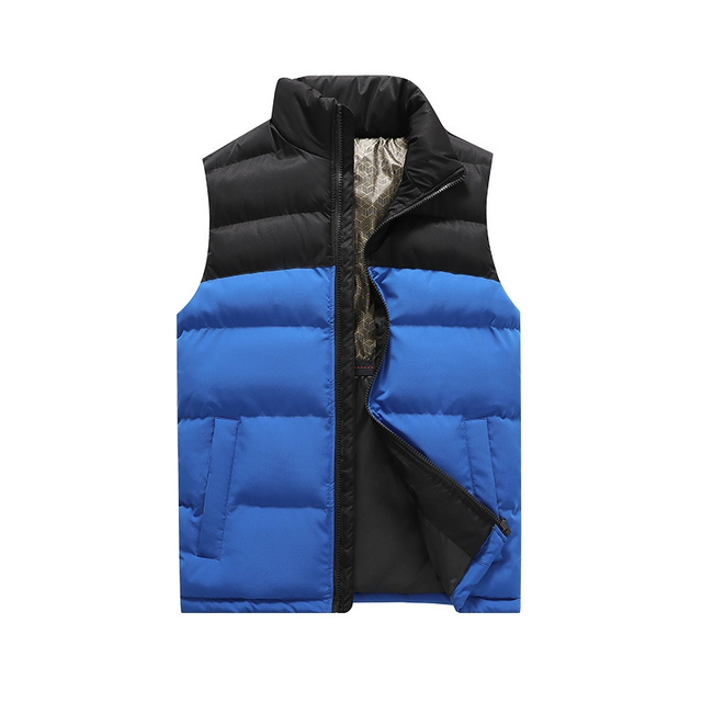 Mens Down Vest Autumn and Winter New Stand Collar Warm Thickened Vest Short