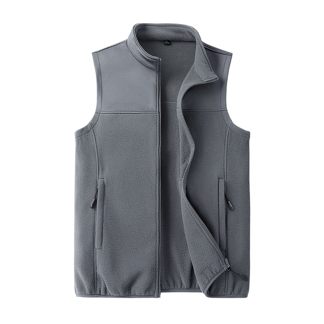 Fashion Contrast Color Casual Polyester Men Soft Fleece Vest Micro Fleece Gilet for Men Outdoor Jacket
