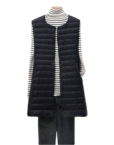 Women Winter Windproof Puffer Down Vest Long Wholesale Sleeveless Jacket Women Down Vest With Fur Collar for Ladies