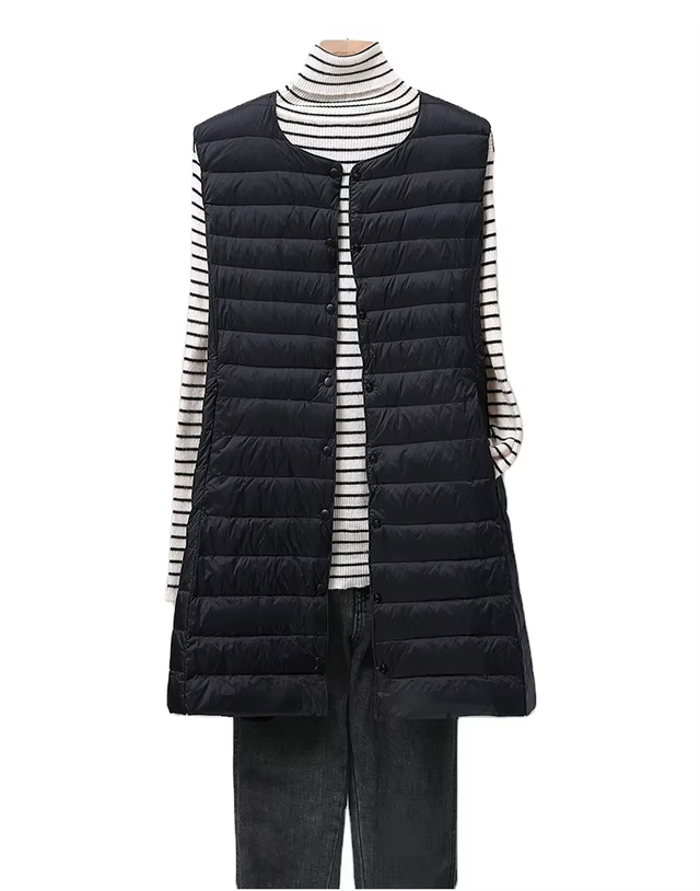 Women Winter Windproof Puffer Down Vest Long Wholesale Sleeveless Jacket Women Down Vest With Fur Collar for Ladies