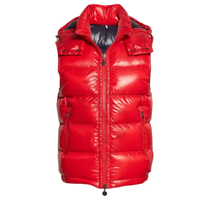 Yellow Padded Shiny Outdoor Sleeveless Glossy Unisex Down Hooded Puffer Bubble Vest Gilet