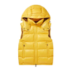 Yellow Padded Shiny Outdoor Sleeveless Glossy Unisex Down Hooded Puffer Bubble Vest Gilet