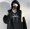 Mens Trendy Comfortable Color-Blocked Oversize Dreawstring Hoodie Streetwar eCasual Sweatshirt Versatile piece
